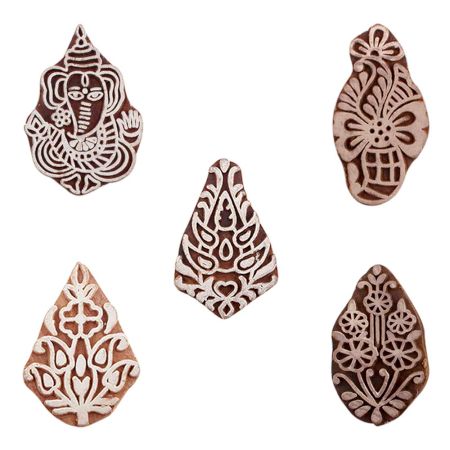 Set of 5 Piece New Mix Wooden Printing Blocks